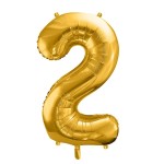 PartyDeco 80cm Number 2 Balloon Gold