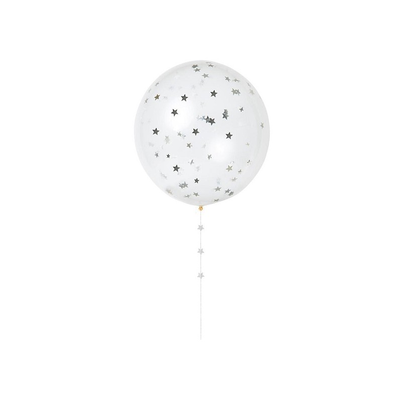 Meri Meri Star Confetti Balloon Set SILVER, 8pcs