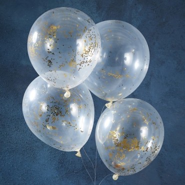 Gold Glitter Star Confetti Balloons - Gold Christmas