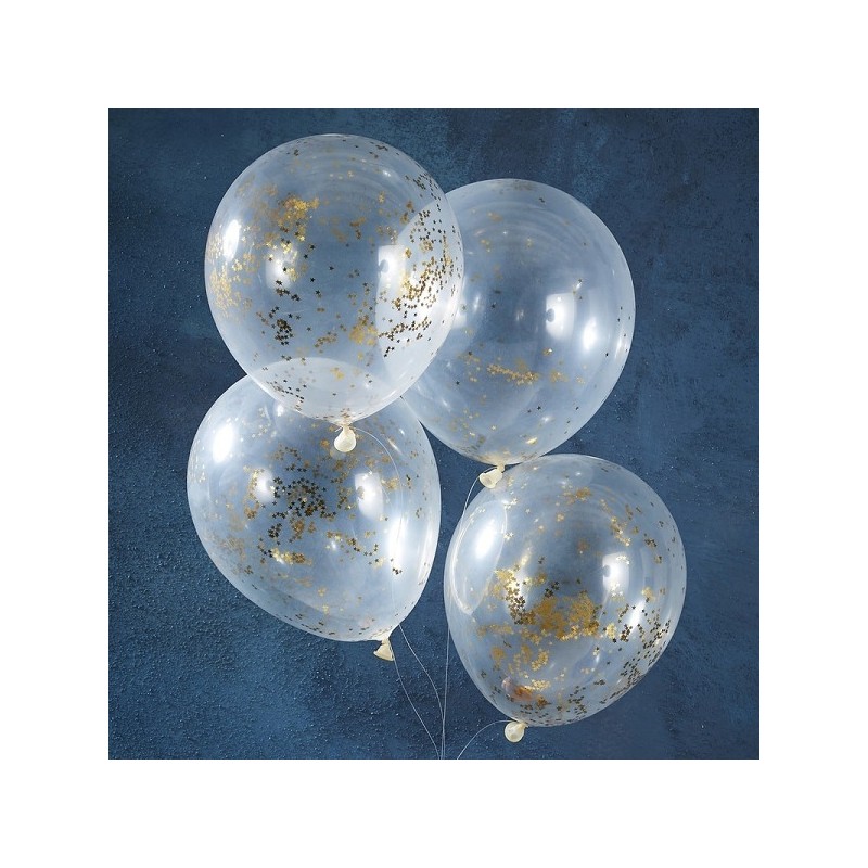 Ginger Ray Mini Sternchen Konfetti Ballon Gold, 5 Stück