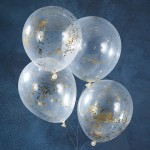 Ginger Ray Mini Star Gold Confetti Balloons, 5 pcs