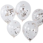 Ginger Ray Rose Gold Confetti Balloons, 5 pcs