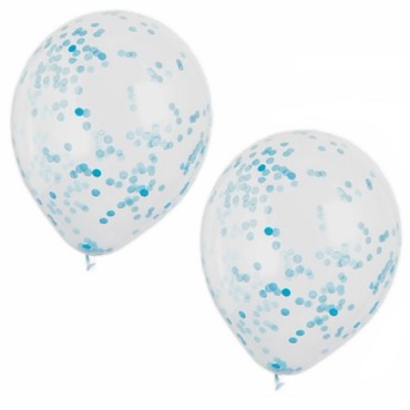 Unique Party Clear Balloons with Blue Confettis 58118