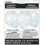Unique Party Luftballons transparent mit Konfetti Blau, 6 Stück