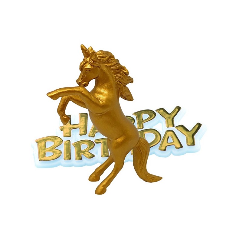 Anniversary House Einhorn Tortenfigur mit Happy Birthday Schild