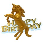 Anniversary House Unicorn Cake Topper with Happy Birthday Motto