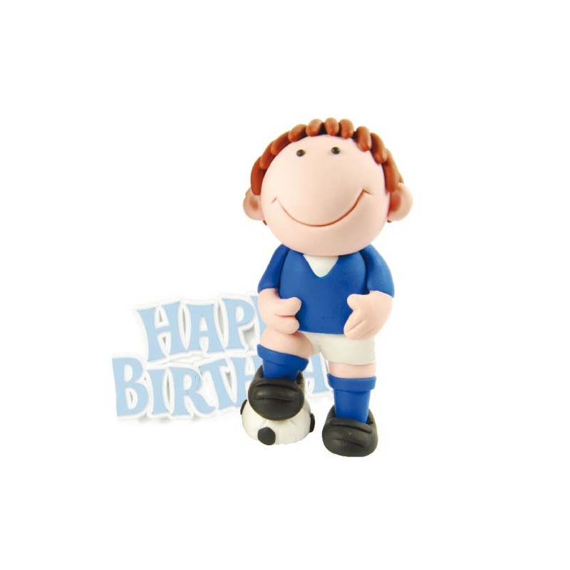 Anniversary House Footballer Cake Topper with Happy Birthday Motto