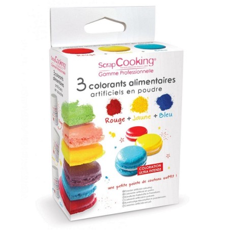 Edible Lustre Food Colour Dust - Red, Yellow & Blue
