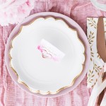PartyDeco Paper Porcelane Cake Plates White with Gold edges, 6 pcs