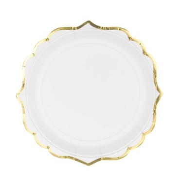 Elegant White Paper Plates with Gold edges