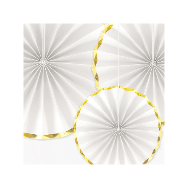 PartyDeco White/Gold Mix Decorative Rosettes, 3 pcs