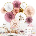 PartyDeco White/Gold Mix Decorative Rosettes, 3 pcs