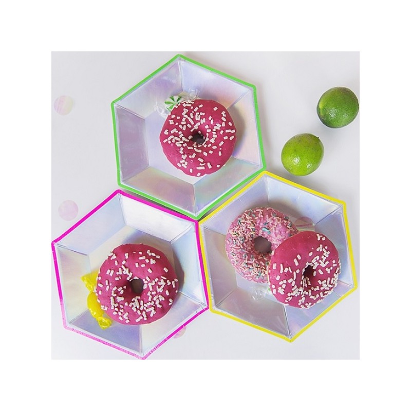 PartyDeco Cake Plates HoloParty, 6 pcs