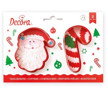 Decora Santa Claus & Candy Cane Cookie Cutters, 2 pcs