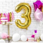 PartyDeco 80cm Number 3 Balloon Gold