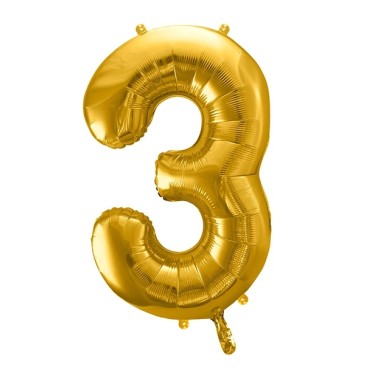 XXL Number 3 Foilballoon Gold