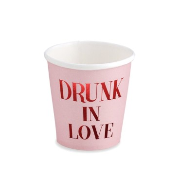 Einwegbecher Drunk in Love - Pappbecher Valentinstag