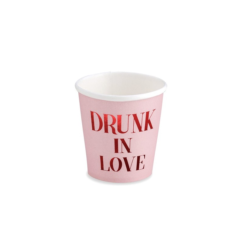 PartyDeco Drunk in Love Pink Party Cups, 6 pcs