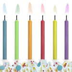 PartyDeco Geburtstagskerzen mit farbiger Flamme, 6 Stück