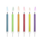 PartyDeco Colored Flamed Partycandles, 6 pcs
