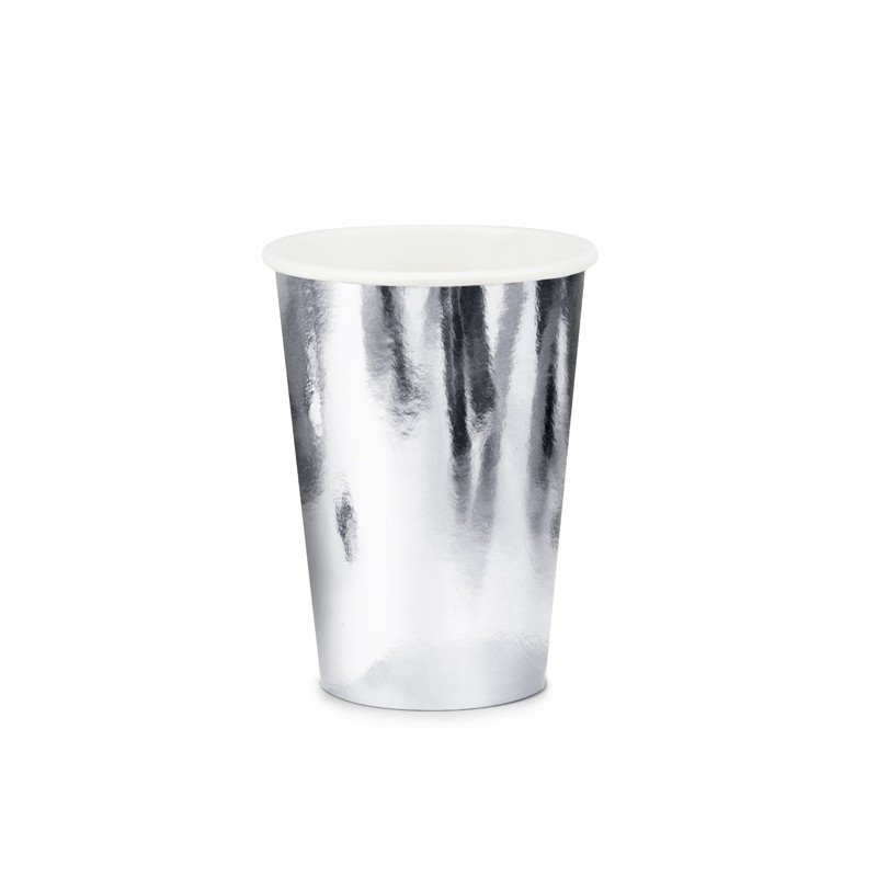 PartyDeco 220ml Party Cups Silver, 6 pcs