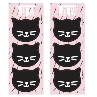 PartyDeco Mewo Kitty Treat Bags with Sticker, 6 pcs