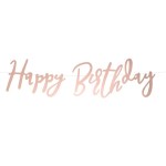 PartyDeco Happy Birthday Banner Rose Gold, 62cm