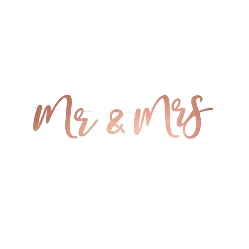 PartyDeco Mr & Mrs Banner Rose Gold, 68cm