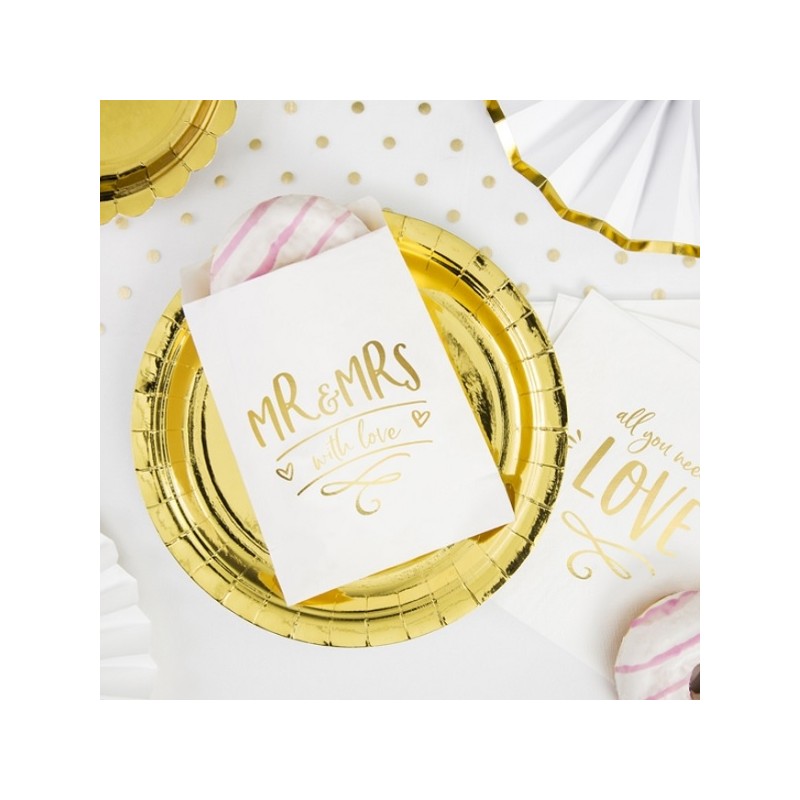 PartyDeco MR & MRS with love Treat Bags, 6 Stück
