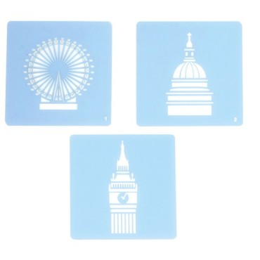 London Sights Stencil Set - Big Ben, London Eye & St Pauls Cathedral