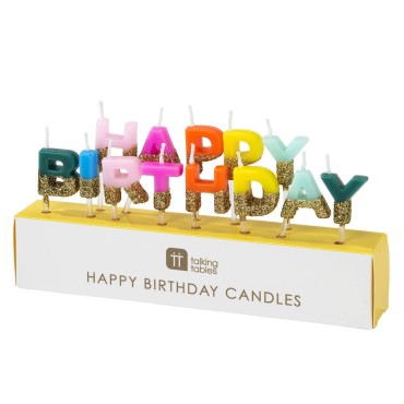 Gold Dipped Happy Birthday Candles RAIN-CANDLE-HB