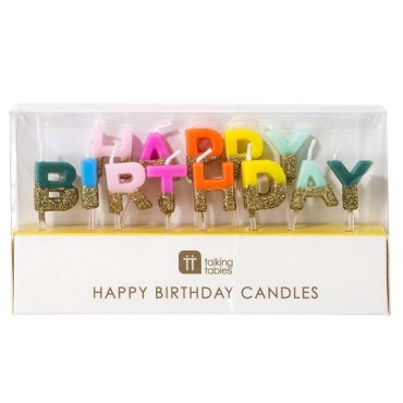 Gold Dipped Happy Birthday Candles RAIN-CANDLE-HB