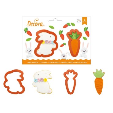 Decora Easter Cookie Cutter Set - Rabbit & Carrot - Set of 2