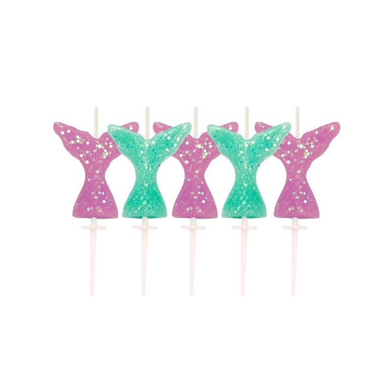 Anniversary House Novelty Candles Glitter Mermaid Tail, 5 pcs