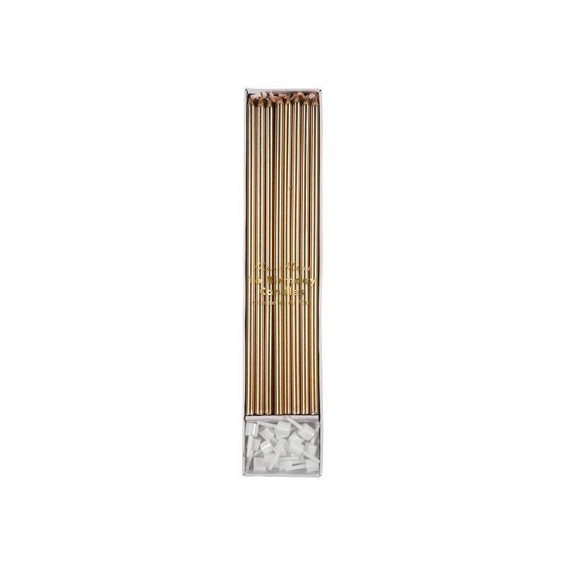 Meri Meri Metallic Gold Long Candles, 16 Pcs