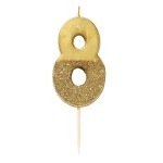 Talking Tables Number 8 Birthday Candle Gold Glamour, 7.5cm