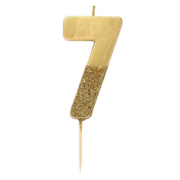 Gold Glamour Number 7 Birthday Candle