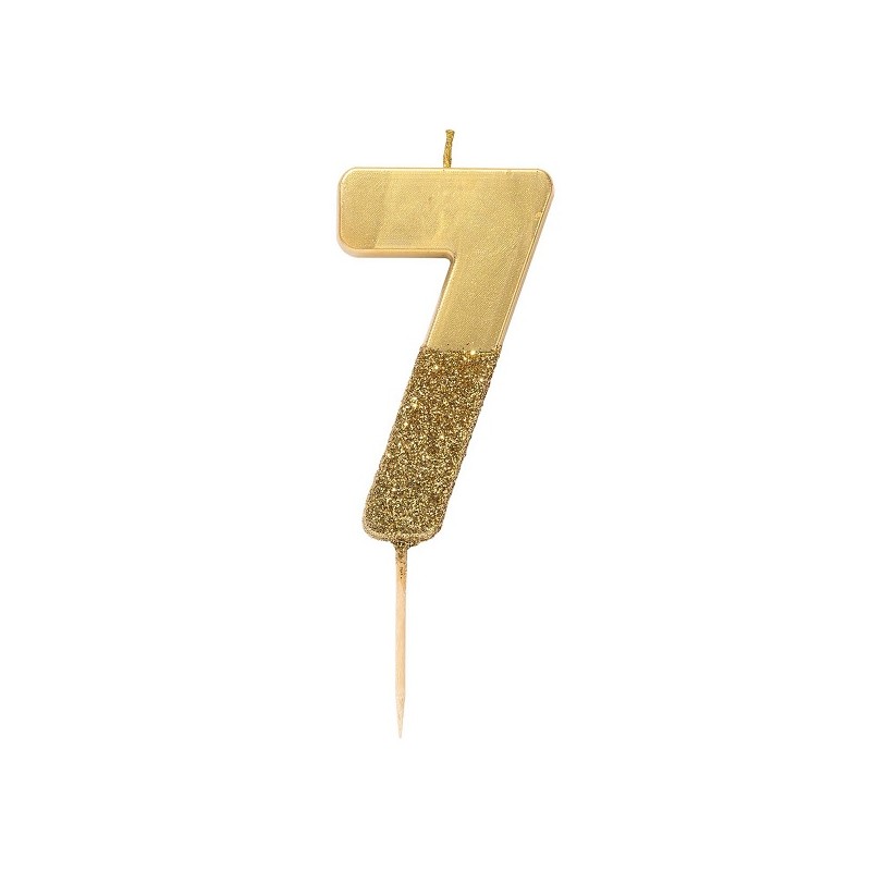 Talking Tables Number 7 Birthday Candle Gold Glamour, 7.5cm