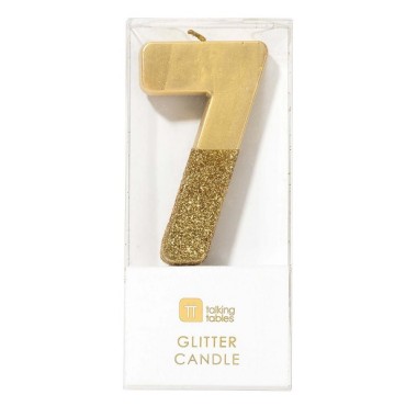 Gold Glamour Number 7 Birthday Candle