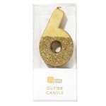 Talking Tables Number 6 Birthday Candle Gold Glamour, 7.5cm