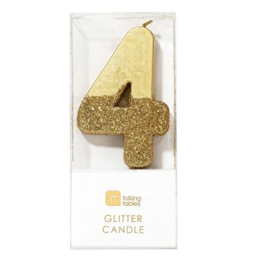 Gold Glamour Number 4 Birthday Candle - BDAY-CANDLE-GLD-4