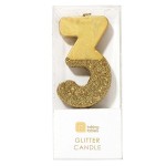 Talking Tables Number 3 Birthday Candle Gold Glamour, 7.5cm