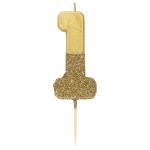 Talking Tables Number 1 Birthday Candle Gold Glamour, 7.5cm