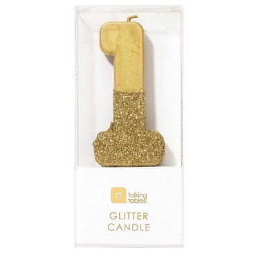 Numbr Candle 1 Gold Glitter Talking Tables