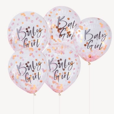Ginger Ray Baby Shower Baby Girl Konfetti Luftballons