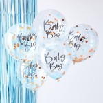 Ginger Ray Baby Boy Confetti Balloons Blue / Gold, 5 pcs