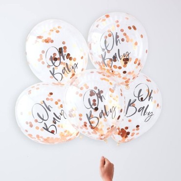 TW-803  Rose Gold Oh Baby Confetti Balloons - Twinkle Twinkle