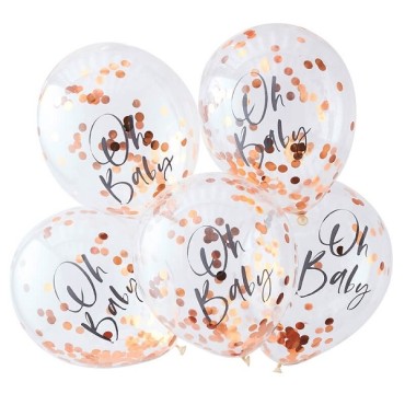 TW-803  Rose Gold Oh Baby Confetti Balloons - Twinkle Twinkle