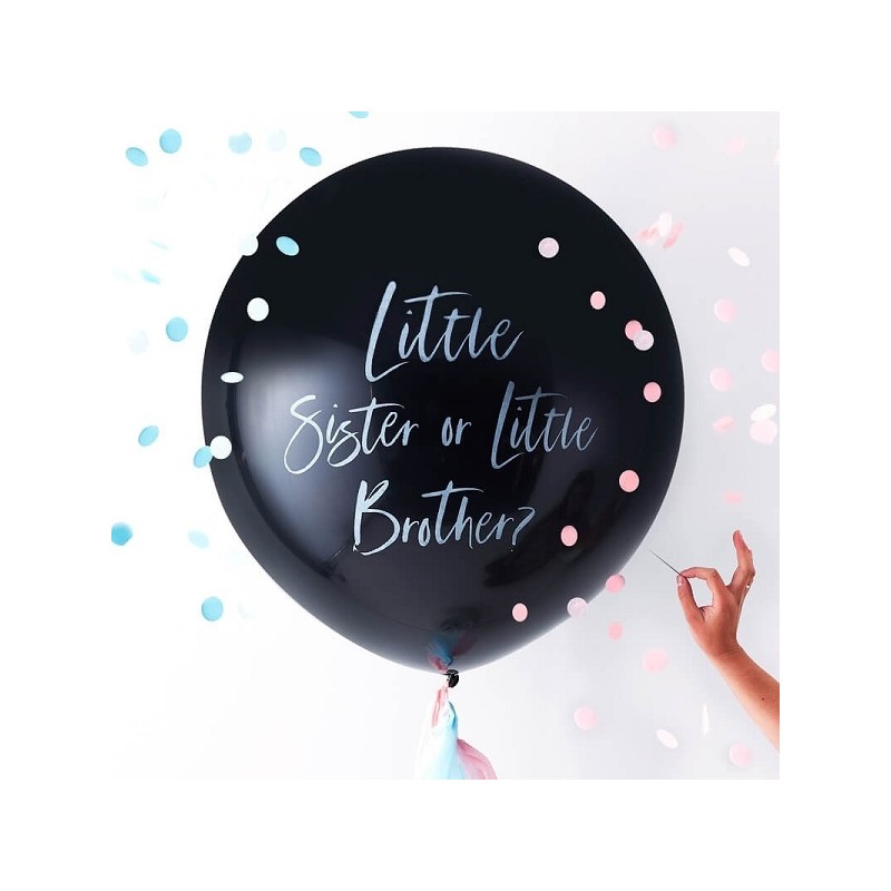 Ginger Ray Little Sister or Little Brother Gender Reveal Ballon, 95cm