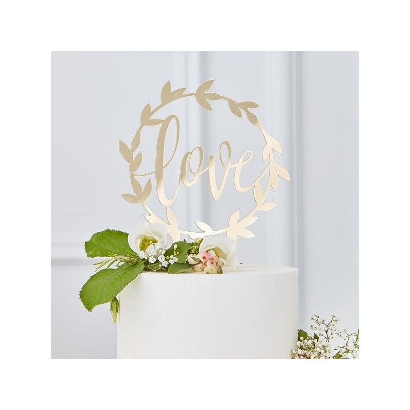 Ginger Ray Love Acrylic Cake Topper Gold
